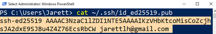 SSH Public Key cat output
